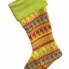 Sterling International Inc 18.5" Green Multi-Colored Knitted Christmas Stocking