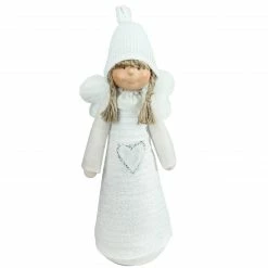 Northlight 14.5" White Snowy Woodlands Girl Angel Christmas Tabletop Figurine