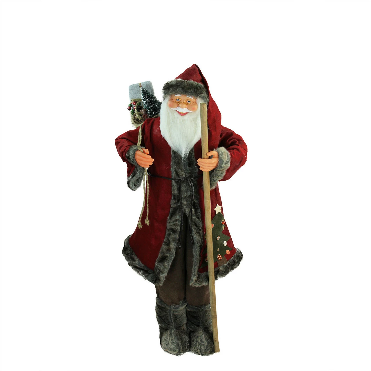 Northlight 48" Red And Brown Santa Claus With Walking Stick Standing Christmas Figure 1 Northlight 48" Red And Brown Santa Claus With Walking Stick Standing Christmas Figure