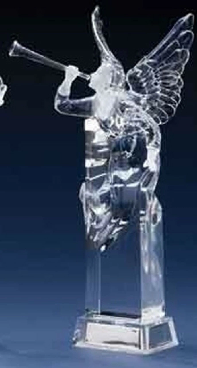 Roman 11.5" Icy Crystal Led Lighted Christmas Angel Figure With Trumpet Horn 1 Roman 11.5" Icy Crystal Led Lighted Christmas Angel Figure With Trumpet Horn