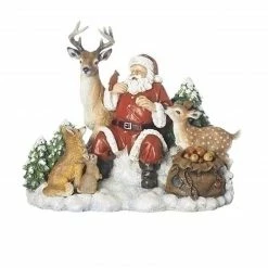 Roman 10.5" Jolly Santa With Animals Christmas Resin Figurine