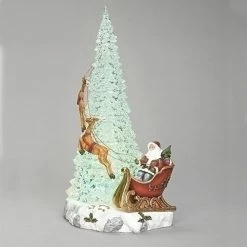 Roman 17.5" LED Musical Tree With Santa And Reindeer Figurine