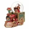 Roman 7.5" Red Green And Gold Musical Santa Christmas Train Glitterdome