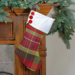 Northlight 19" Multi-Color Plaid Christmas Stocking With Green And Yellow Trim And Red Buttons -Northlight Shop 19tncqqxmevspqtnjrmge9b5plkhsokf 52247.1665433296