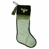CC Christmas Decor 27" Sage Green And Gold French Writing With Bee Christmas Stocking