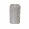 Melrose 5.25" Pre-Lit Silver Glittering Flameless LED Christmas Pillar Candle