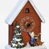 Roman 6" Brown Battery Operated Musical Rudolph And Hermey Clock Christmas Tabletop Decoration