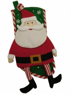 Red & Green Felt Santa Claus Snowflake Christmas Holiday Stocking