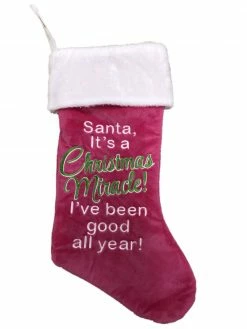 Holiday Time Pink Santa Miracle Good All Year Celebration Christmas Holiday Stocking