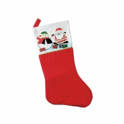 Northlight 19" Traditional Red And White Cuff Christmas Stocking With Santa, Snowman