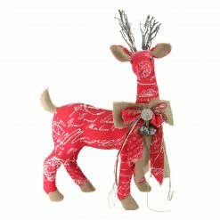 Northlight 24" Red And Brown Reindeer With Bow Christmas Decoration