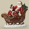 Roman 15" Red And White Santa In Sleigh Tabletop Christmas Figure