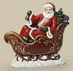 Roman 15" Red And White Santa In Sleigh Tabletop Christmas Figure