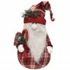 Northlight 28" Red And White Plaid Sitting Santa Gnome With Candy Canes Christmas Tabletop Figurine