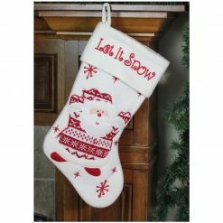 Northlight 19" Red And White "Let It Snow" Santa Claus Embroidered Christmas Stocking -Northlight Shop 5pq8wv8fpbjnpr6sxfa6osuir4up1l5t 82646.1603245596