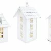 Auldhome Design AuldHome Farmhouse Decor Tin Houses (Set Of 3, White); Candle Lantern Decorative Holiday Christmas Village Display Or Votive Holder