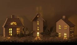 Auldhome Design AuldHome Farmhouse Decor Tin Houses (Set Of 3, White); Candle Lantern Decorative Holiday Christmas Village Display Or Votive Holder -Northlight Shop 651174971155 4 92618.1635946984