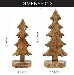 Auldhome Design Natural Color Wooden Christmas Trees; Tabletop Handmade Wood Trees W Rectangular Base For Holiday Decor, Set Of 2 -Northlight Shop 651174976525 3 42870.1635946716