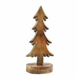 Auldhome Design Natural Color Wooden Christmas Trees; Tabletop Handmade Wood Trees W Rectangular Base For Holiday Decor, Set Of 2 -Northlight Shop 651174976525 4 75038.1635946716