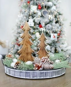 Auldhome Design Natural Color Wooden Christmas Trees; Tabletop Handmade Wood Trees W Rectangular Base For Holiday Decor, Set Of 2 -Northlight Shop 651174976525 6 33512.1638551845