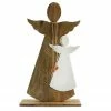 Auldhome Design AuldHome Wood Enamel Nesting Angel Statue; Primitive Farmhouse Christmas Decor Figurine