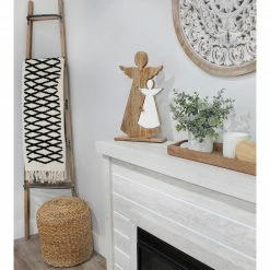 Auldhome Design AuldHome Wood Enamel Nesting Angel Statue; Primitive Farmhouse Christmas Decor Figurine -Northlight Shop 651174976563 4 87371.1666706167