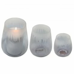 Auldhome Design AuldHome Hurricane Lamp Candle Holders (Set Of 3); Glass Decorative Lantern Candle Covers