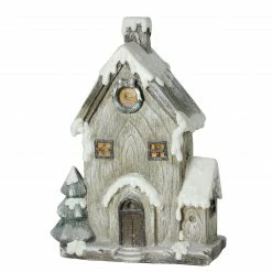 Northlight 19" Gray And Brown LED Lighted Rustic House Christmas Decoration