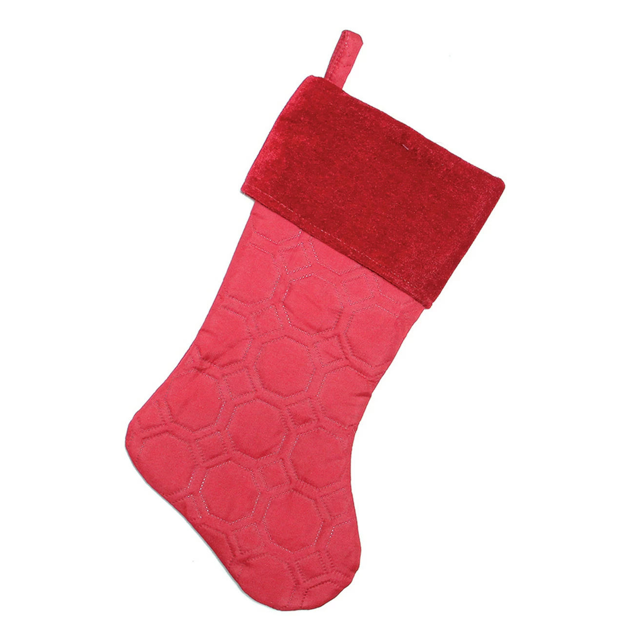 Northlight 18" Red Solid Quilted Decorative Christmas Stocking With Velvety Cuff 1 Northlight 18" Red Solid Quilted Decorative Christmas Stocking With Velvety Cuff