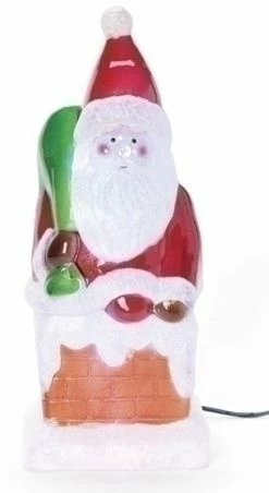Roman 12" Red And White LED Lighted Color Changing Santa Claus In Chimney Christmas Figure
