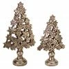 Melrose Set Of 2 Gold Snowflake Christmas Tree Tabletop Decors 18.5"