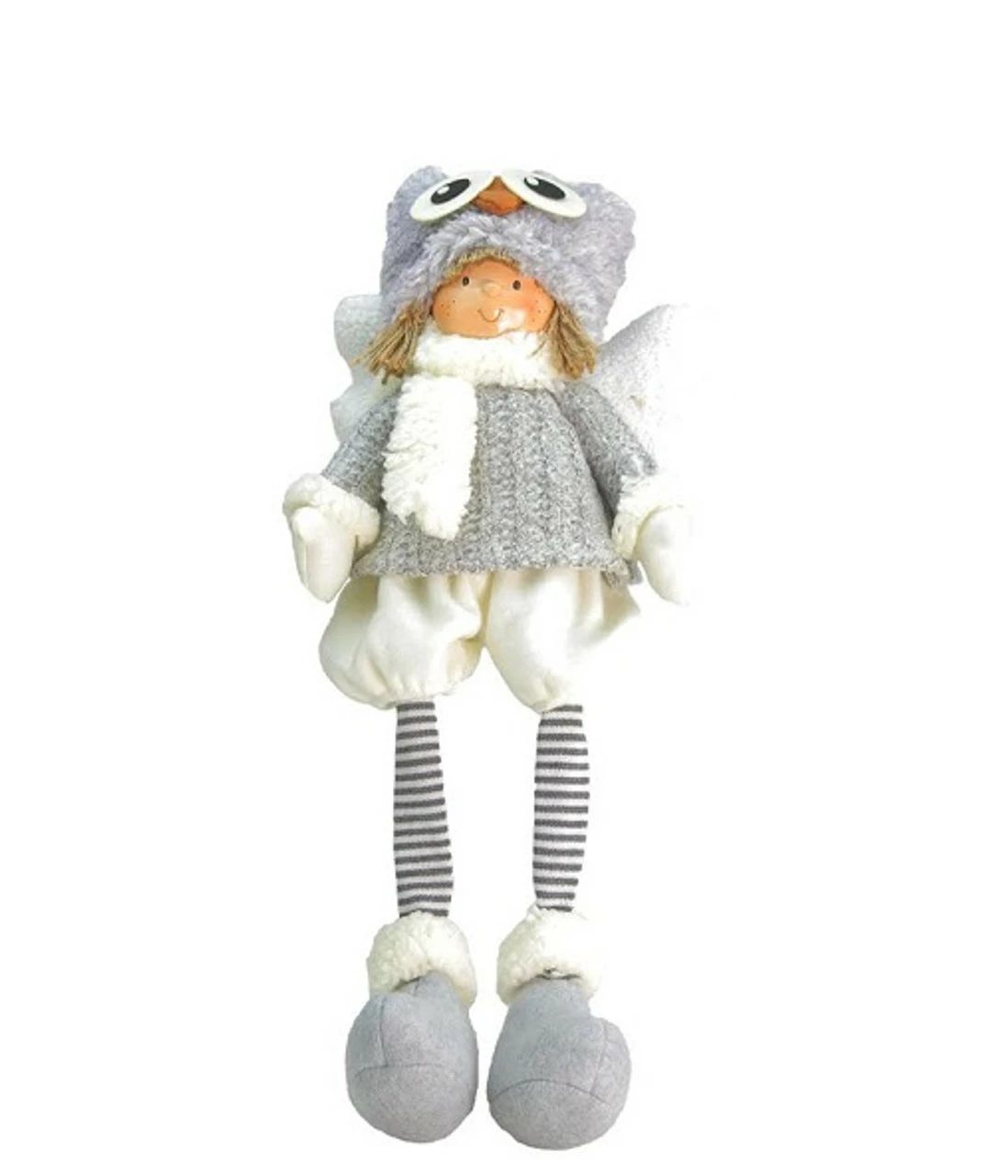 Northlight 21" Gray Sitting Boy Angel With Dangling Legs And Owl Hat Tabletop Figurine 1 Northlight 21" Gray Sitting Boy Angel With Dangling Legs And Owl Hat Tabletop Figurine