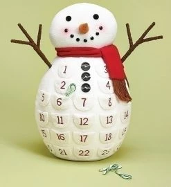 Roman 18" White And Red Plush Christmas Snowman Countdown Calendar Tabletop