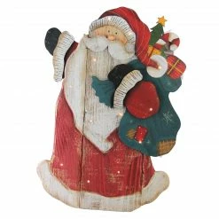 Northlight 19.5" Red And White LED Lighted Santa Claus Christmas Wooden Figure