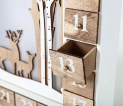 BRUBAKER Reusable Wooden Advent Calendar To Fill - White Winter Landscape With LED Lighting - DIY Christmas Calendar 13.98 X 2.36 X 10.63 Inches -Northlight Shop AdventCalendar PETZ170725 4251219616667.3000.003 68991.1633721493