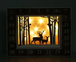 BRUBAKER Reusable Wooden Advent Calendar To Fill - White Winter Landscape With LED Lighting - DIY Christmas Calendar 13.98 X 2.36 X 10.63 Inches -Northlight Shop AdventCalendar PETZ170725 4251219616667.3000.004 30544.1633721495