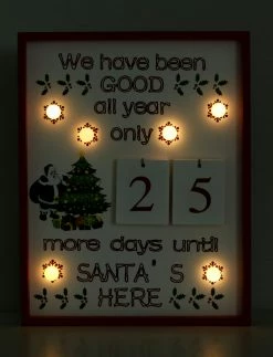 BRUBAKER Christmas Countdown Calendar - Wooden Board With Calendar Sheets - White With 6 LED Lights - 11 X 1.57 X 14 Inches -Northlight Shop AdventCalendar PETZ170881 4251219616643.3000.002 22644.1633721530