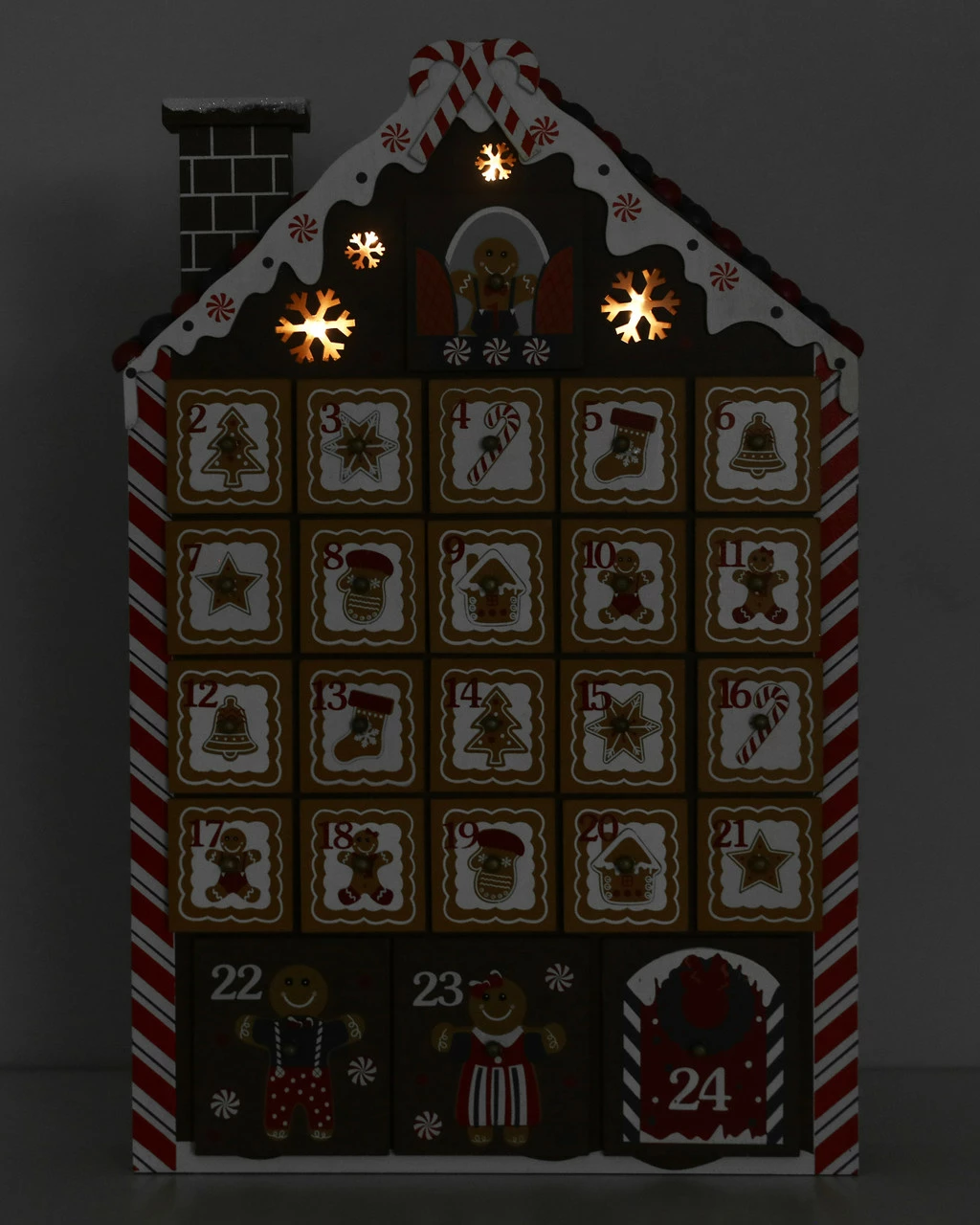 BRUBAKER Reusable Wooden Advent Calendar To Fill - Gingerbread House With LED Lighting - DIY Christmas Calendar 10.31 X 17.72 X 2.17 Inches 2 BRUBAKER Reusable Wooden Advent Calendar To Fill - Gingerbread House With LED Lighting - DIY Christmas Calendar 10.31 X 17.72 X 2.17 Inches - Image 2