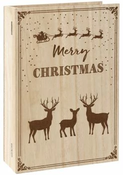BRUBAKER Reusable Wooden Advent Calendar To Fill - Merry Christmas Book - DIY Christmas Calendar 7.72 X 2.95 X 11.81 Inches