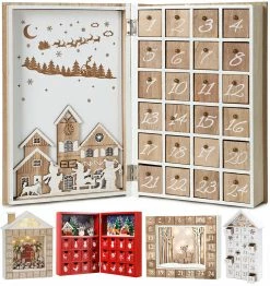 BRUBAKER Reusable Wooden Advent Calendar To Fill - Merry Christmas Book - DIY Christmas Calendar 7.72 X 2.95 X 11.81 Inches -Northlight Shop AdventCalendar PETZ172217 4251219627496.2500.010 50970.1633721541