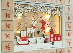 BRUBAKER Reusable Wooden Advent Calendar To Fill - Santa Claus In The Forest With LED Lighting - DIY Christmas Calendar 13.98 X 2.36 X 10.63 Inches -Northlight Shop AdventCalendar PETZ200286 4251219627595.2500.002 31242.1633721569