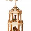 BRUBAKER Wooden Christmas Pyramid - 18 Inches - 3 Tier Carousel - Nativity Play - Designed In Germany