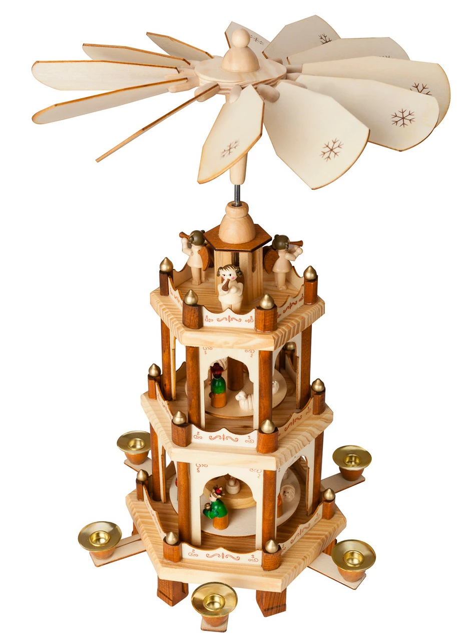 BRUBAKER Wooden Christmas Pyramid - 18 Inches - 3 Tier Carousel - Nativity Play - Designed In Germany 2 BRUBAKER Wooden Christmas Pyramid - 18 Inches - 3 Tier Carousel - Nativity Play - Designed In Germany - Image 2