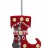 Melrose 3.5" Alpine Chic Red, White And Gray Knit Style Stocking Christmas Ornament