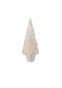 Gallerie II 10" White Pearl Embellished Potted Christmas Tree Tabletop Decor