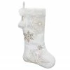 Northlight 20" White With Gold Snowflakes Christmas Stocking With Cuff