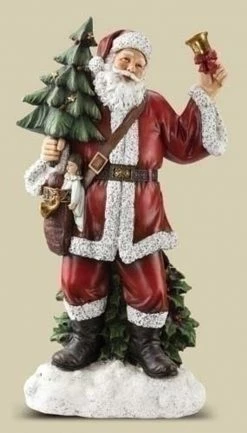 Roman 30" White And Red Bell Ringing Santa Claus Christmas Figure