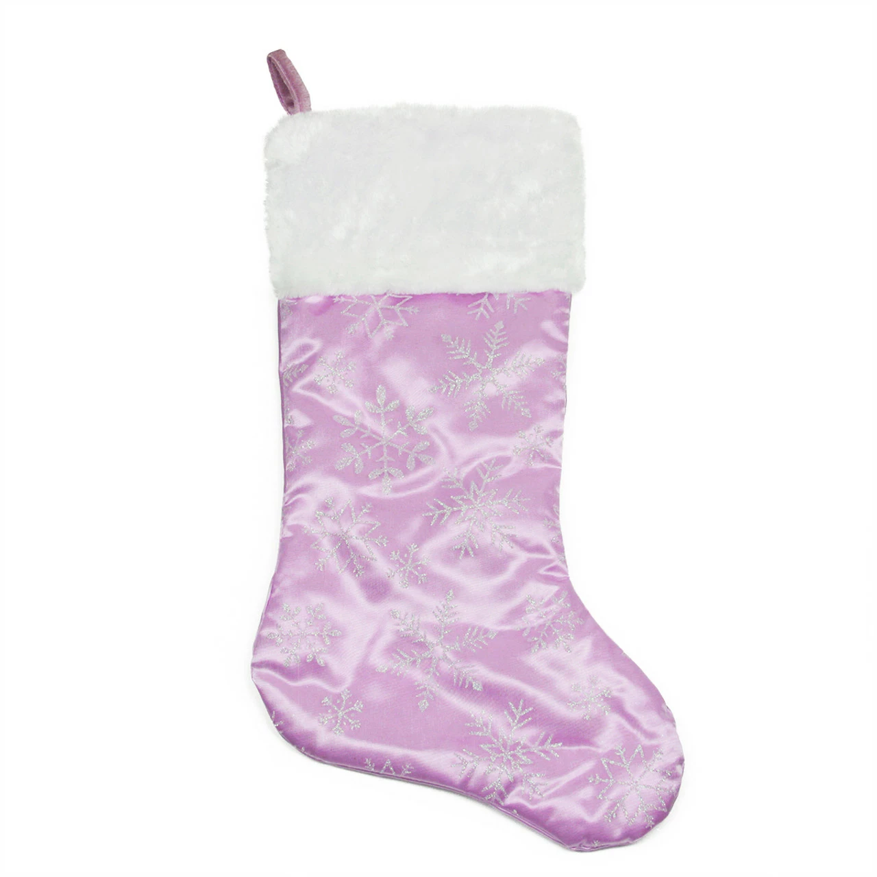 Northlight 20" Purple And White Glittered Snowflake Christmas Stocking With Cuff 1 Northlight 20" Purple And White Glittered Snowflake Christmas Stocking With Cuff
