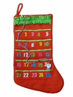 Target Red Advent Calendar Christmas Stocking With Santa & Embellishments