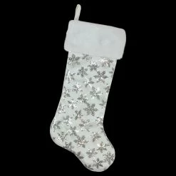 Northlight 19 White And Silver Sequin Snowflake Christmas Stocking -Northlight Shop akqauvupru2sl9jwc0nljwifmzgau0qv 54106.1588344779
